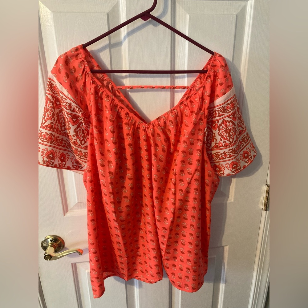 Lane Bryant Swing Sweetheart-Neck Popover Top; Coral size 18/20